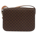 CELINE Macadam Canvas Shoulder Bag PVC Leather Brown Gold Auth bs29090-3