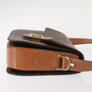 CELINE Macadam Canvas Shoulder Bag PVC Leather Brown Gold Auth bs29090-4