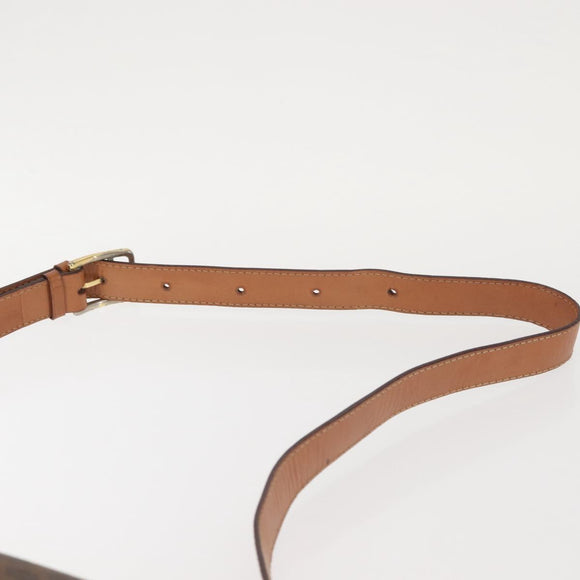 CELINE Macadam Canvas Shoulder Bag PVC Leather Brown Gold Auth bs29090