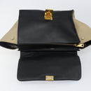 CELINE Trapeze Small Hand Bag Leather 2way Blue Gold Auth bs29092-20