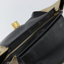 CELINE Trapeze Small Hand Bag Leather 2way Blue Gold Auth bs29092-21