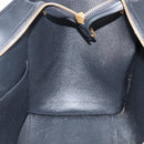 CELINE Trapeze Small Hand Bag Leather 2way Blue Gold Auth bs29092-23