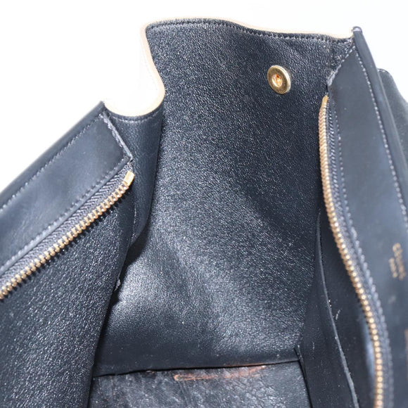 CELINE Trapeze Small Hand Bag Leather 2way Blue Gold Auth bs29092