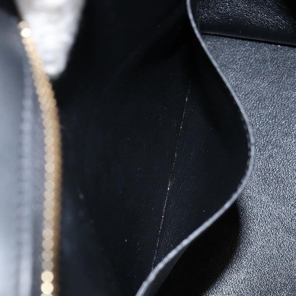 CELINE Trapeze Small Hand Bag Leather 2way Blue Gold Auth bs29092