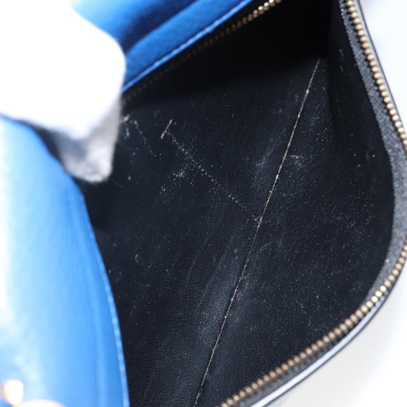 CELINE Trapeze Small Hand Bag Leather 2way Blue Gold Auth bs29092