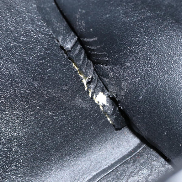 CELINE Trapeze Small Hand Bag Leather 2way Blue Gold Auth bs29092