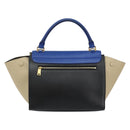 CELINE Trapeze Small Hand Bag Leather 2way Blue Gold Auth bs29092-2