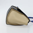 CELINE Trapeze Small Hand Bag Leather 2way Blue Gold Auth bs29092-3