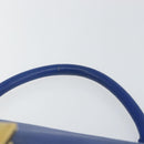 CELINE Trapeze Small Hand Bag Leather 2way Blue Gold Auth bs29092-14