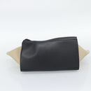 CELINE Trapeze Small Hand Bag Leather 2way Blue Gold Auth bs29092-5