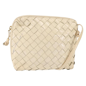 BOTTEGA VENETA INTRECCIATO Shoulder Bag Patent leather Beige Gold Auth bs29095