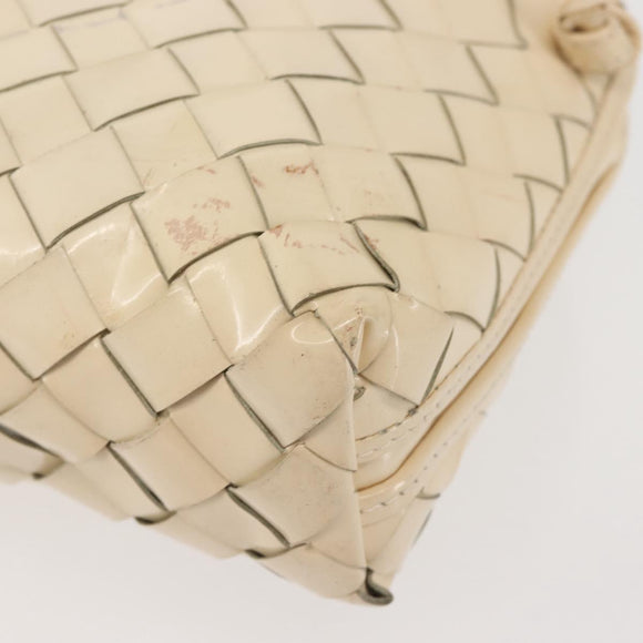 BOTTEGA VENETA INTRECCIATO Shoulder Bag Patent leather Beige Gold Auth bs29095