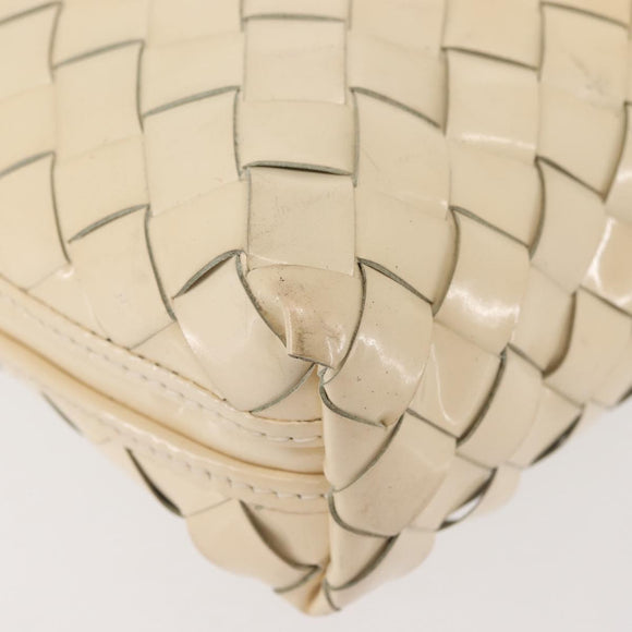BOTTEGA VENETA INTRECCIATO Shoulder Bag Patent leather Beige Gold Auth bs29095