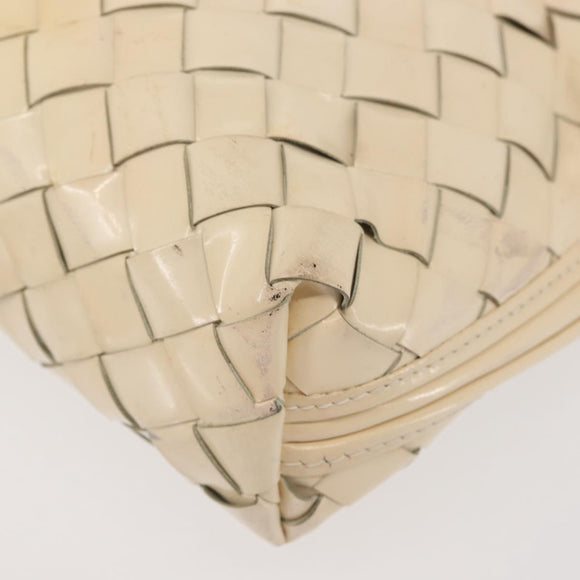 BOTTEGA VENETA INTRECCIATO Shoulder Bag Patent leather Beige Gold Auth bs29095