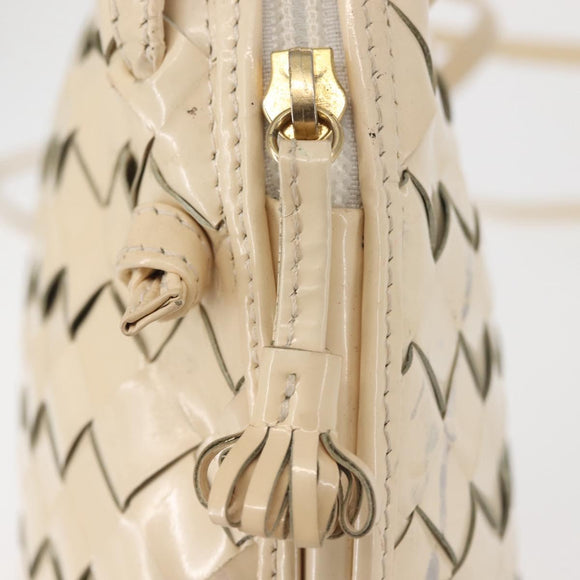BOTTEGA VENETA INTRECCIATO Shoulder Bag Patent leather Beige Gold Auth bs29095