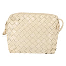 BOTTEGA VENETA INTRECCIATO Shoulder Bag Patent leather Beige Gold Auth bs29095-13