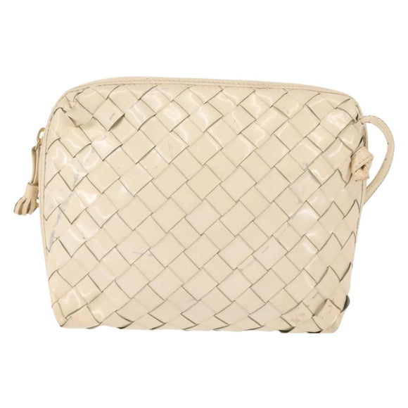 BOTTEGA VENETA INTRECCIATO Shoulder Bag Patent leather Beige Gold Auth bs29095