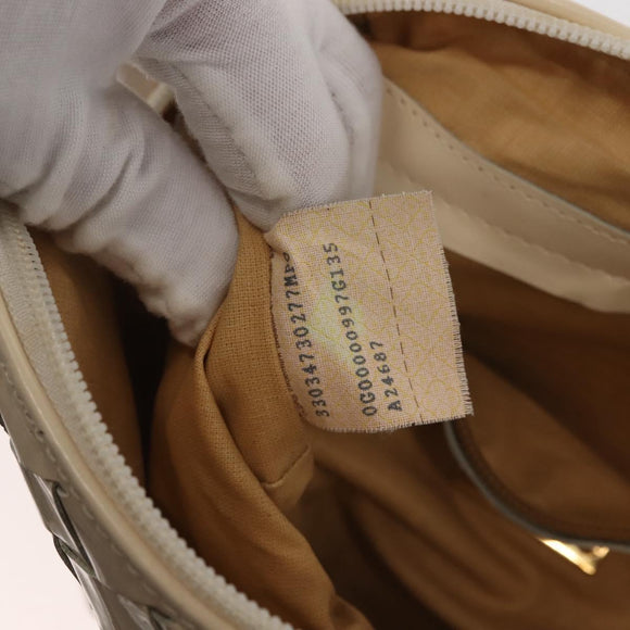 BOTTEGA VENETA INTRECCIATO Shoulder Bag Patent leather Beige Gold Auth bs29095