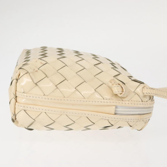 BOTTEGA VENETA INTRECCIATO Shoulder Bag Patent leather Beige Gold Auth bs29095