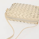 BOTTEGA VENETA INTRECCIATO Shoulder Bag Patent leather Beige Gold Auth bs29095-6