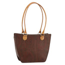 ETRO Paisley Hand Bag PVC Leather Brown Gold Auth bs29096-1