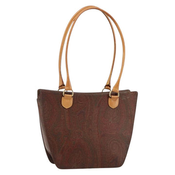 ETRO Paisley Hand Bag PVC Leather Brown Gold Auth bs29096