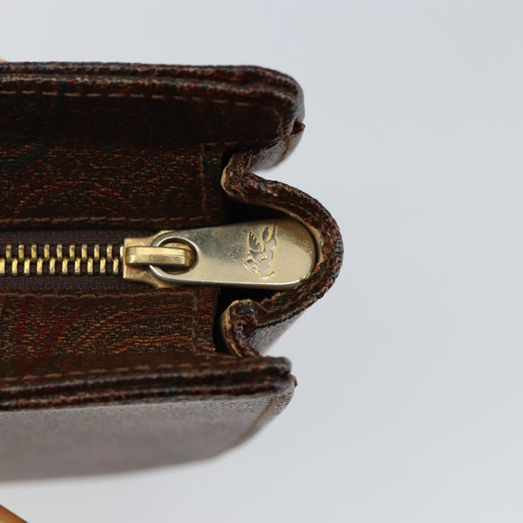 ETRO Paisley Hand Bag PVC Leather Brown Gold Auth bs29096