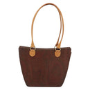 ETRO Paisley Hand Bag PVC Leather Brown Gold Auth bs29096-3