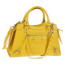 BALENCIAGA Neo Classic City Bag Leather 2way Yellow Silver 638521 Auth bs29099M-1