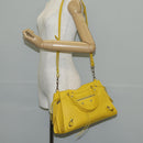 BALENCIAGA Neo Classic City Bag Leather 2way Yellow Silver 638521 Auth bs29099M-28