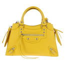 BALENCIAGA Neo Classic City Bag Leather 2way Yellow Silver 638521 Auth bs29099M-14