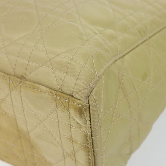 Christian Dior Canage Hand Bag Nylon Beige Silver Auth bs29100