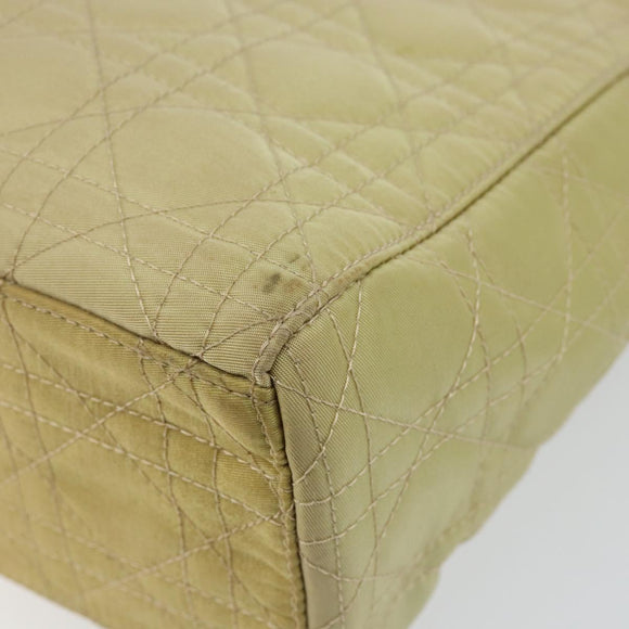 Christian Dior Canage Hand Bag Nylon Beige Silver Auth bs29100