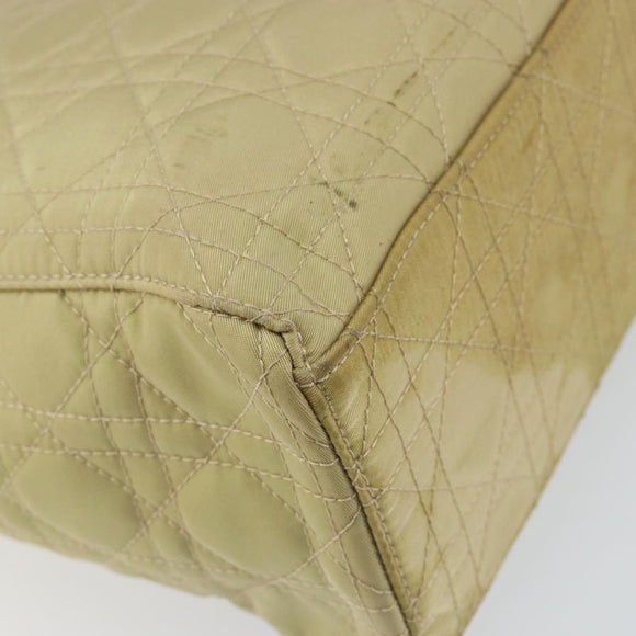 Christian Dior Canage Hand Bag Nylon Beige Silver Auth bs29100