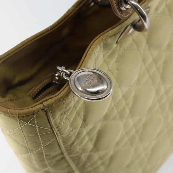 Christian Dior Canage Hand Bag Nylon Beige Silver Auth bs29100