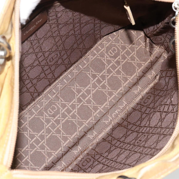 Christian Dior Canage Hand Bag Nylon Beige Silver Auth bs29100