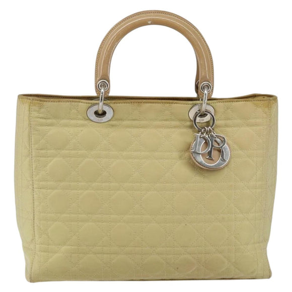 Christian Dior Canage Hand Bag Nylon Beige Silver Auth bs29100