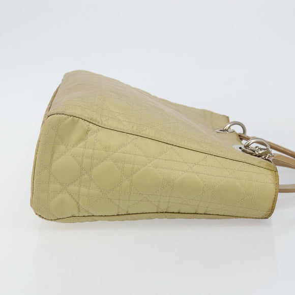 Christian Dior Canage Hand Bag Nylon Beige Silver Auth bs29100