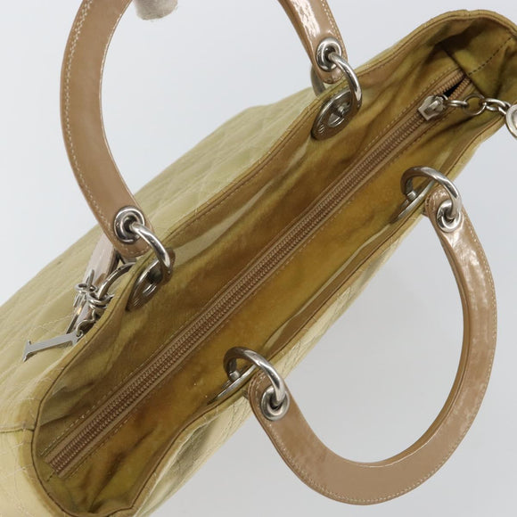 Christian Dior Canage Hand Bag Nylon Beige Silver Auth bs29100