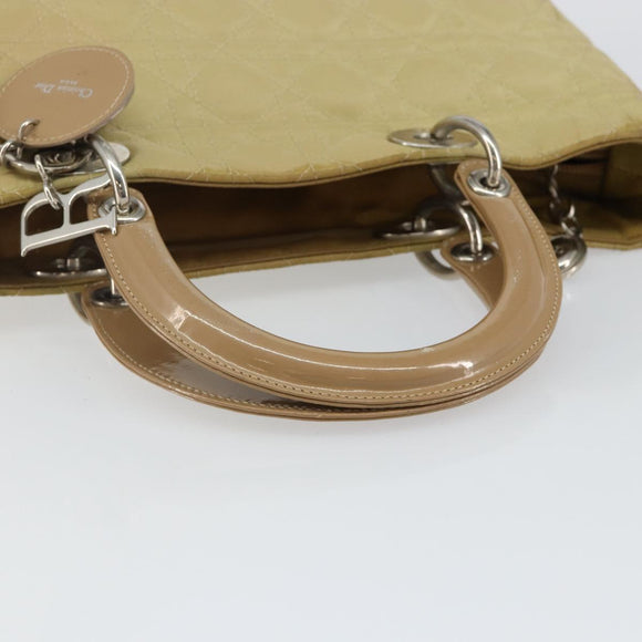 Christian Dior Canage Hand Bag Nylon Beige Silver Auth bs29100