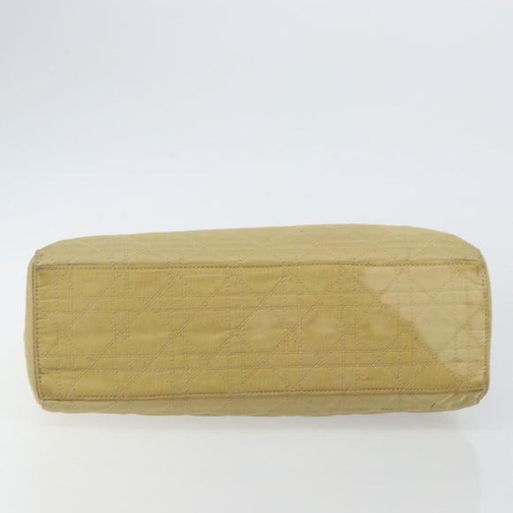 Christian Dior Canage Hand Bag Nylon Beige Silver Auth bs29100