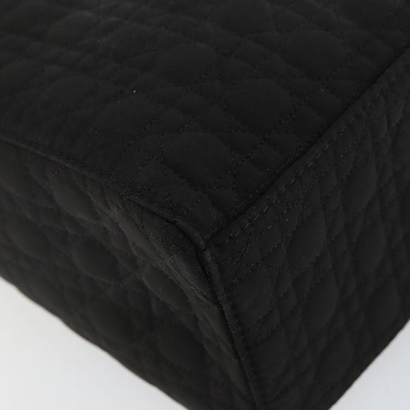 Christian Dior Canage Hand Bag Nylon Black Gold Auth bs29101