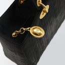 Christian Dior Canage Hand Bag Nylon Black Gold Auth bs29101-15