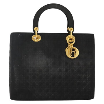 Christian Dior Canage Hand Bag Nylon Black Gold Auth bs29101 - 0