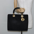 Christian Dior Canage Hand Bag Nylon Black Gold Auth bs29101-22