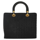 Christian Dior Canage Hand Bag Nylon Black Gold Auth bs29101-3
