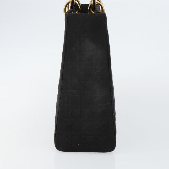 Christian Dior Canage Hand Bag Nylon Black Gold Auth bs29101