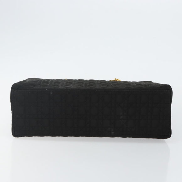 Christian Dior Canage Hand Bag Nylon Black Gold Auth bs29101