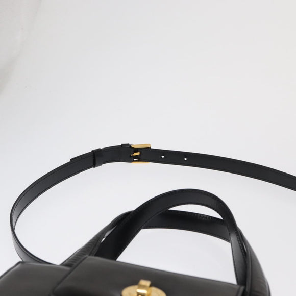 BVLGARI Handtas Leer 2way Goud Zwart Auth bs29102