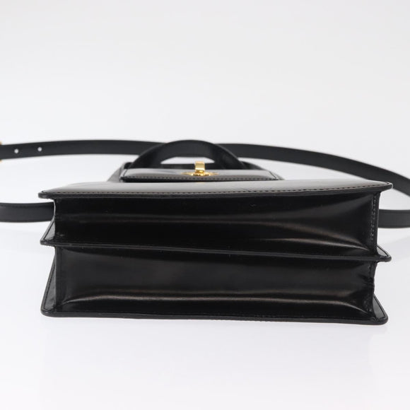 BVLGARI Hand Bag Leather 2way Gold Black Auth bs29102